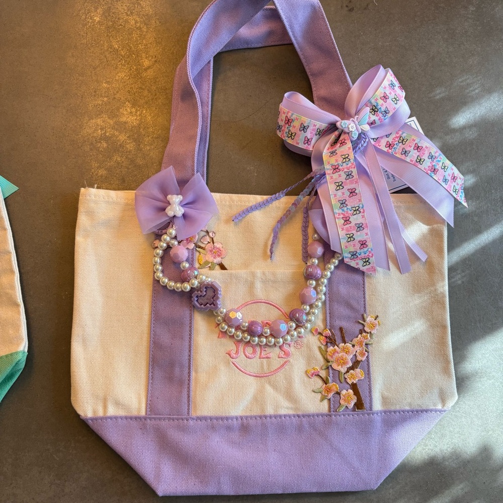 Purple and Cream Tote Bag